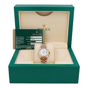B&P Rolex Datejust 179173 26mm Cream Pyramid Roman Numeral Fluted Bezel Jubilee